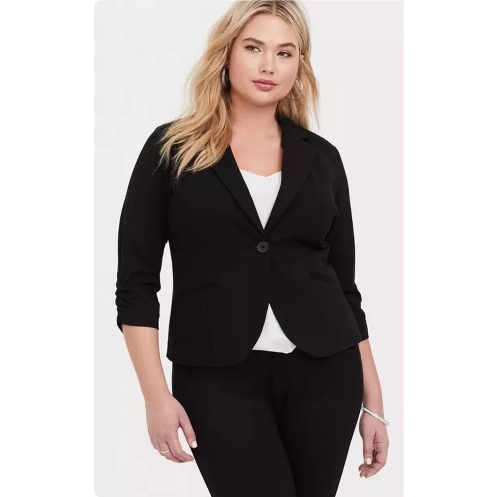 Torrid Studio Ponte Stretch Knit Office‎ Blazer Plus 5X Black Career Minimalist